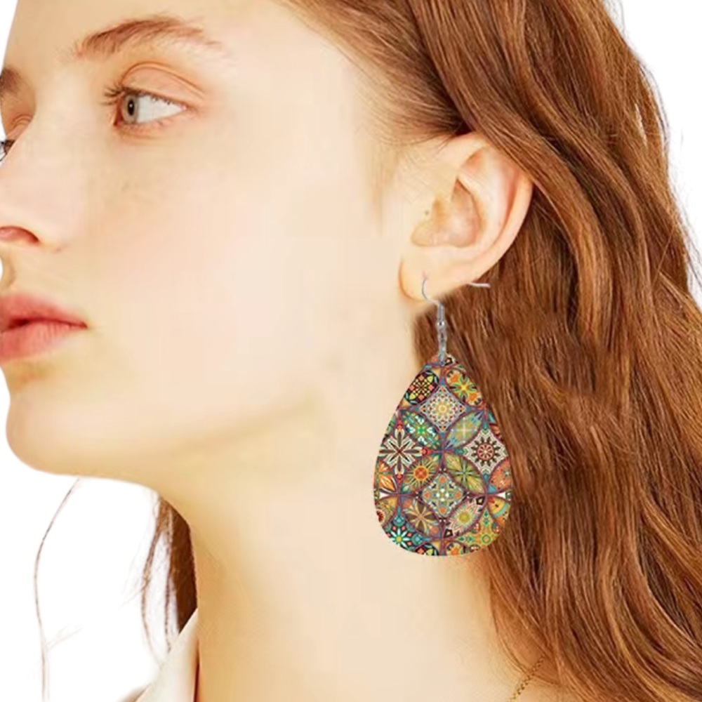 Boho Mandala Patchwork Multicolored Leather Teard… - image 1